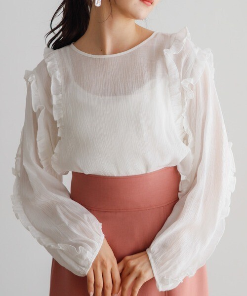 LADYMADE ショートフリルシアーブラウス