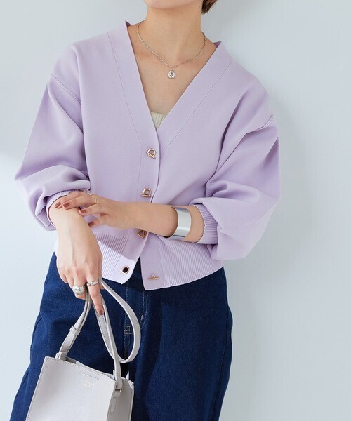 natural couture プチプラハトメバー釦おしゃれカーディガン