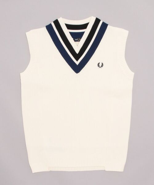 FRED PERRY Striped V-Neck Knitted Tank