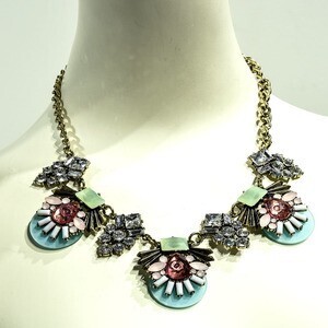 TOPSHOP グリッターネックレス ピンク&スカイブルー07 AT FLORAL RHN COL