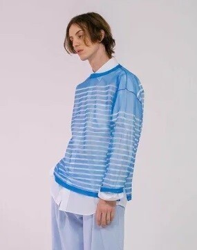 monkey time N/PE MESH BOR LONG SLEEVE/ニット