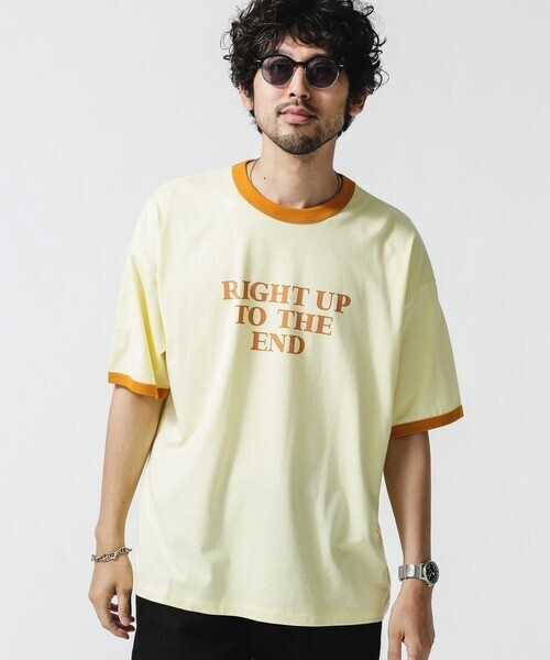 nano・universe ロゴプリントトリムビッグＴシャツ