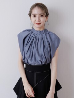 LADYMADE 2WAYギャザーボウタイブラウス