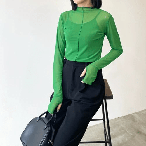 JBG company 6color / シアーメッシュハイネックカラートップス