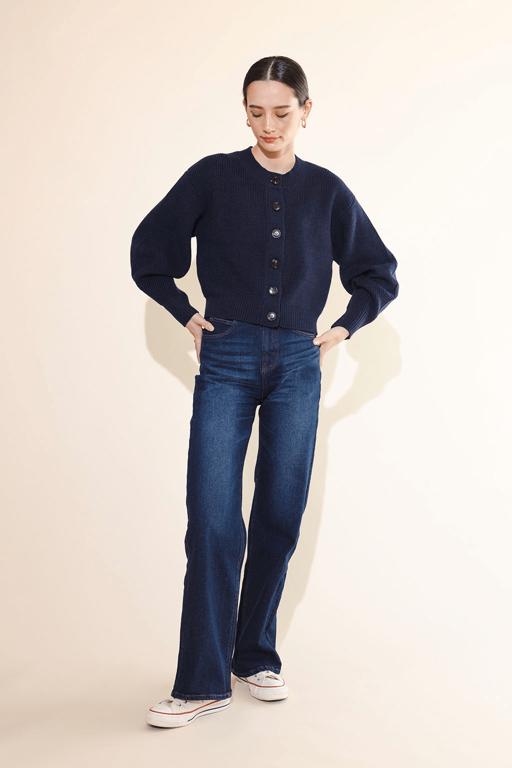 ALEXIA STAM Straight Leg Denim Pants Blue