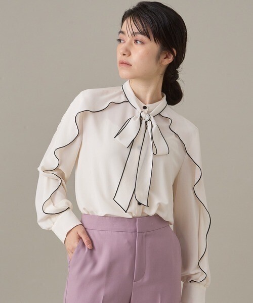 ANAYI ジョーゼットバイカラータイツキ　ブラウス