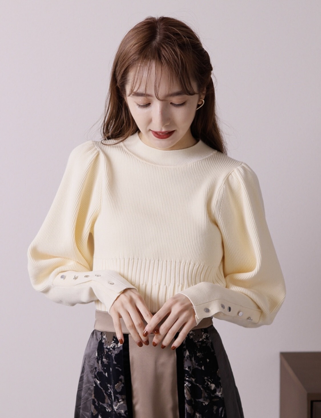 LADYMADE リブコンビパワショルニット