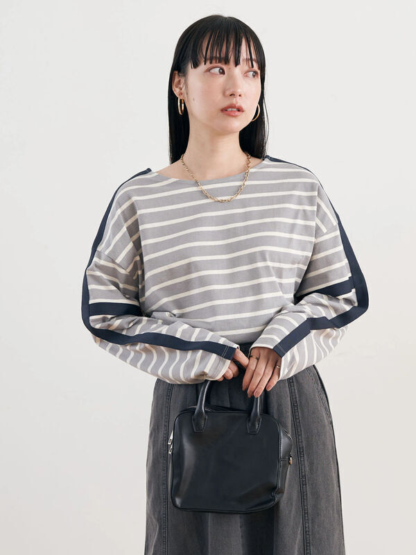 earth music & ecology カラーパイピングボーダープルオーバー