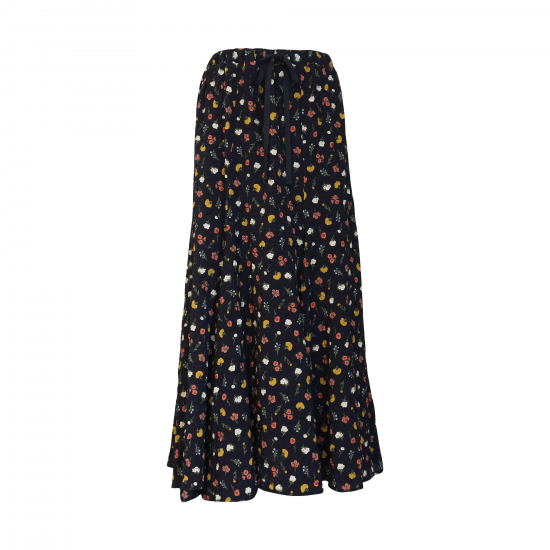 BayBee flower pattern flare skirt(dark navy)