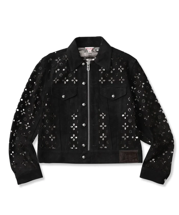 MASU FLOWER CUT LEATHER TRUCKER JACKET