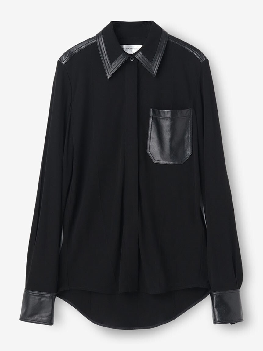 Victoria Beckham シープレザー切替 比翼シャツ