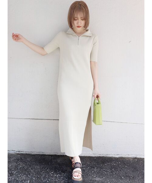 MURUA ハーフジップスリットワンピース