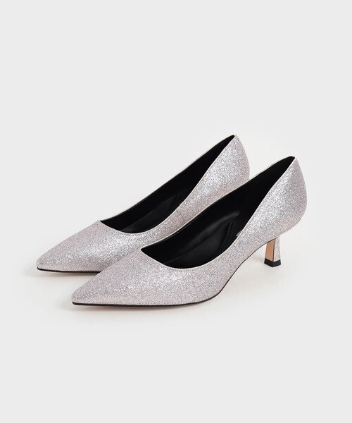 CHARLES & KEITH グリッターミッドヒール パンプス