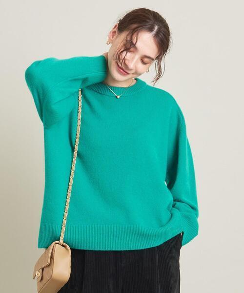 BEAUTY&YOUTH UNITED ARROWS ウールカシミヤ アクアラグランクルーネックニットプルオーバー