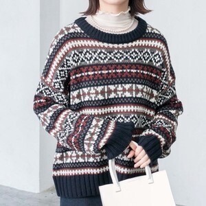 BONLECILL ノルディック柄ニットプルオーバー