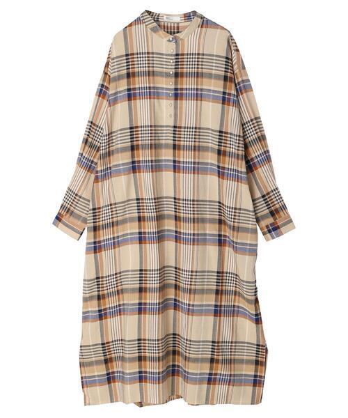 CRAFT STANDARD BOUTIQUE バンドカラーチェックワンピース
