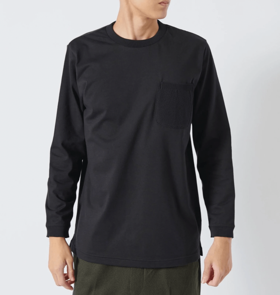 チャーリーブレイバー Knit Pocket Long T  BLACK