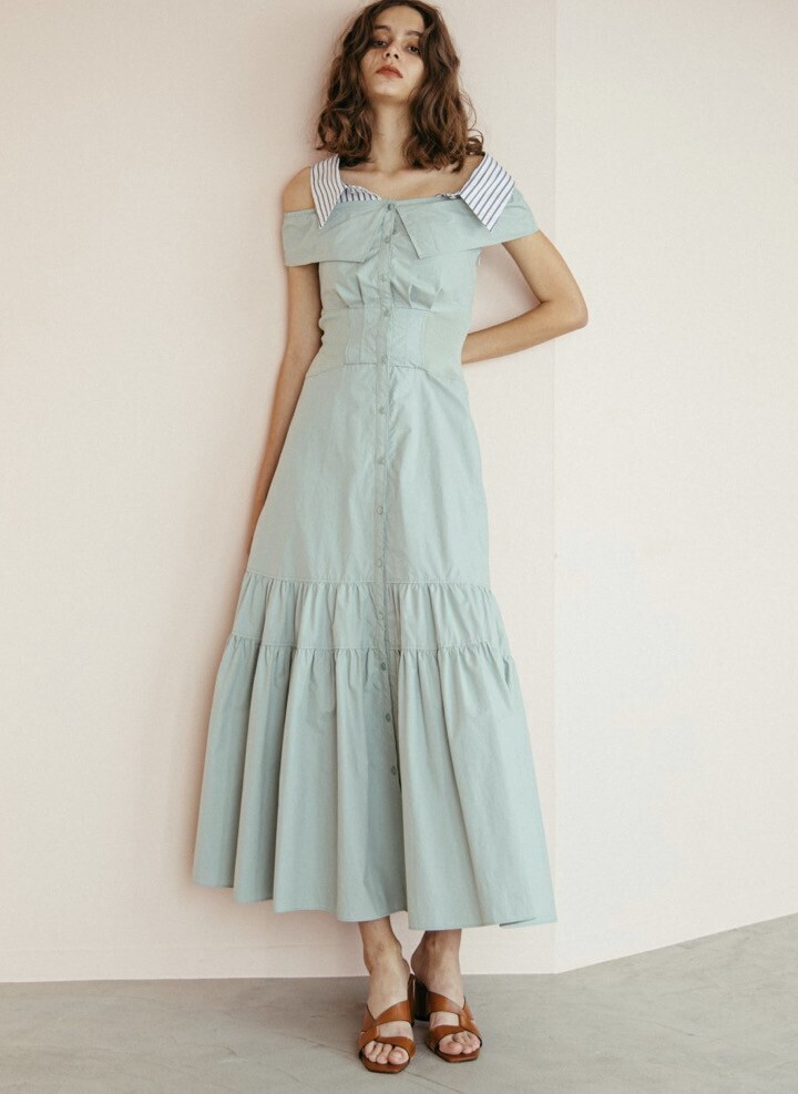 Hdxuly Stripe Collar Shirt Dress
