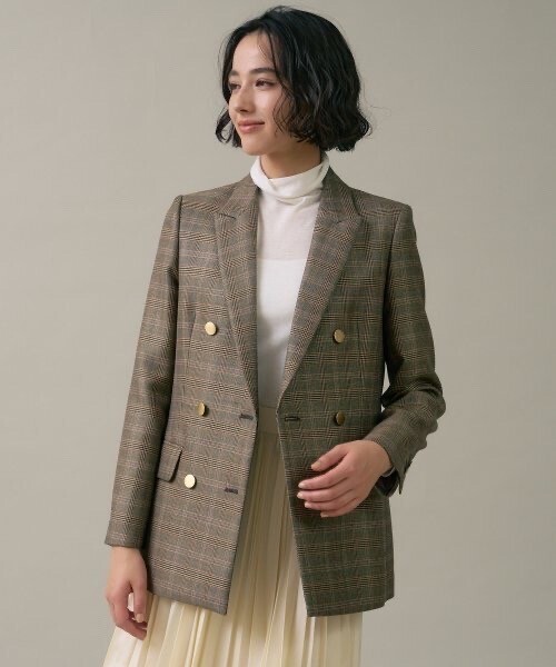 ANAYI グレンオーバーチェックダブル ジャケット
