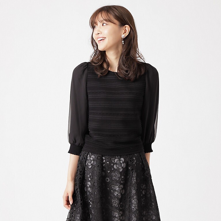 TO BE CHIC シフォンコンビ ニットプルオーバー