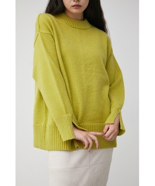 AZUL by moussy BACK SLIT HIGH NECK KNIT TOPS