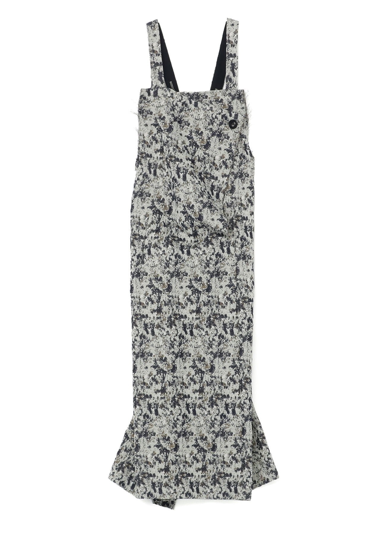 Yohji Yamamoto FADED CAMOFLAGE JACQUARD FRONT LAYERED SHOULDER STRAP DRESS