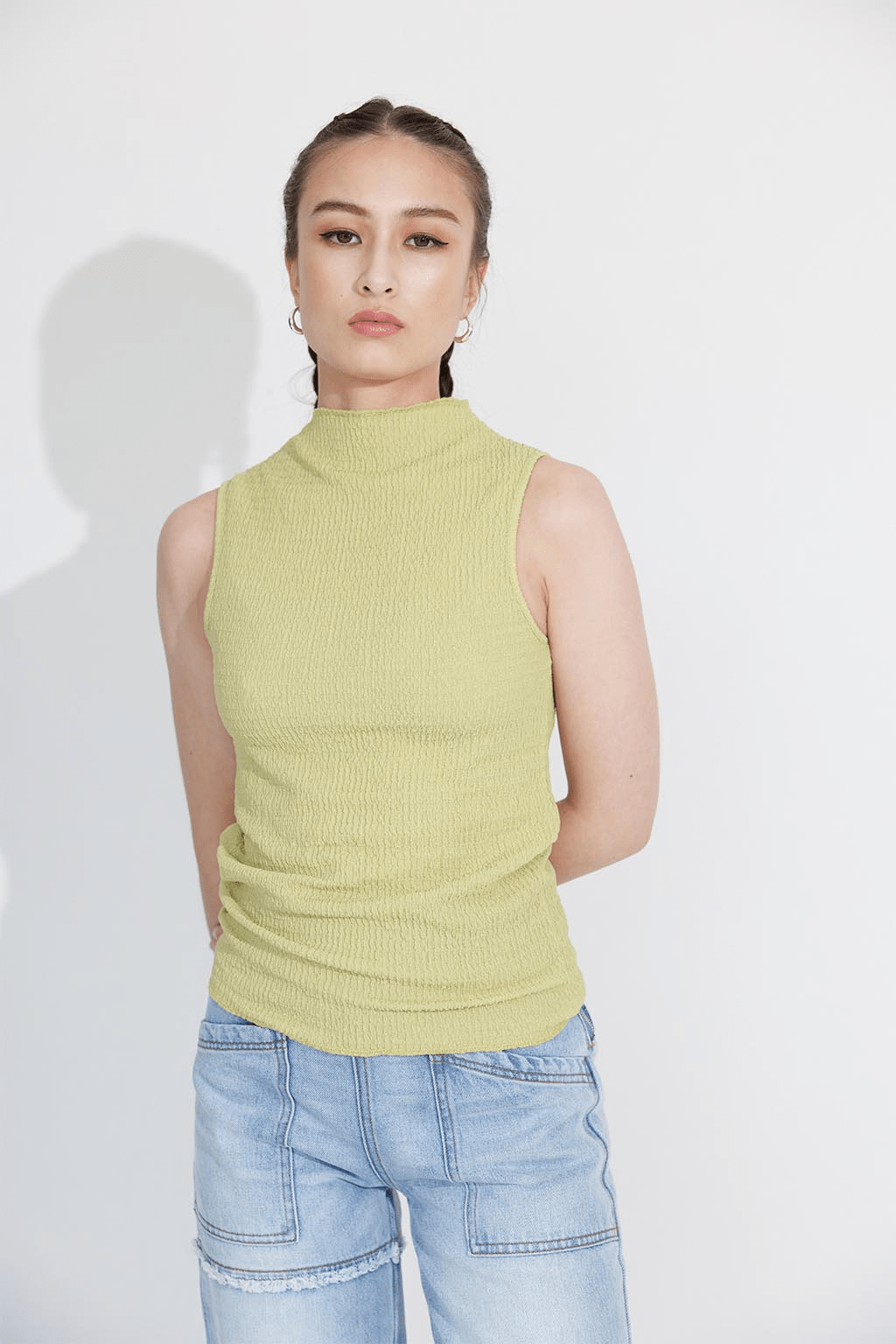 ALEXIA STAM Sleeveless High Neck Top Green Tea