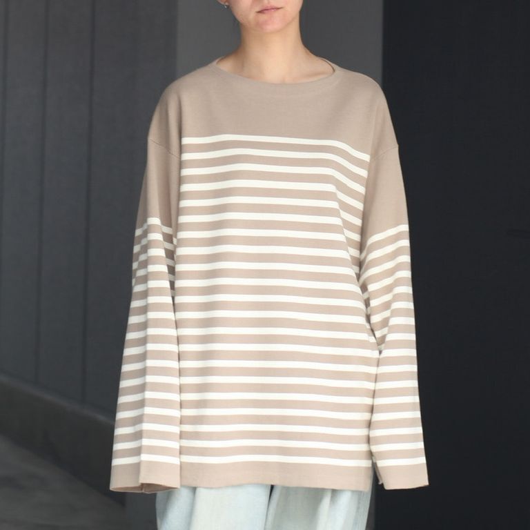 saby Milan Rib Boat Neck Border Knit-14G Compact Yarn-