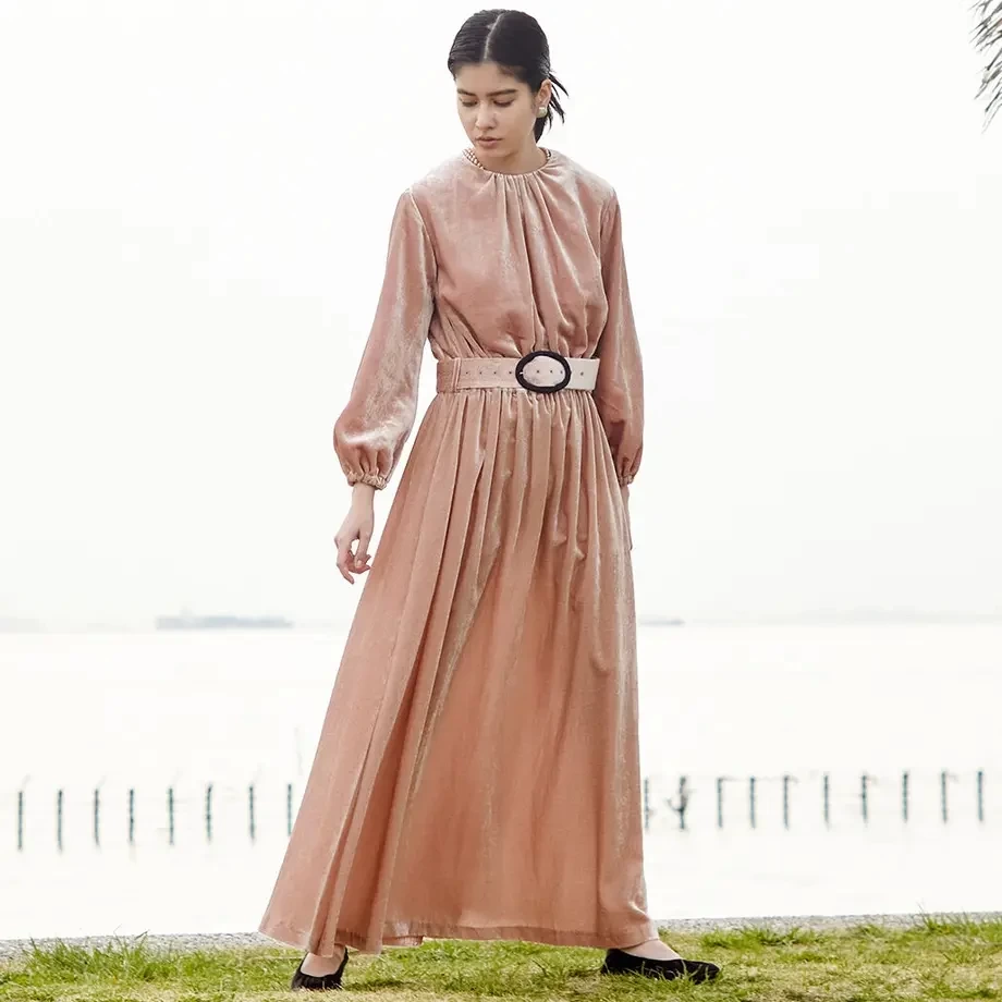 BLUEBIRD BOULEVARD Soft Velbet Maxi Dress