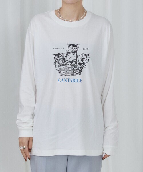 FREAK'S STORE Firsthand オーガニックコットンアニマル L/S TEE / CAT / プリントTシャツ