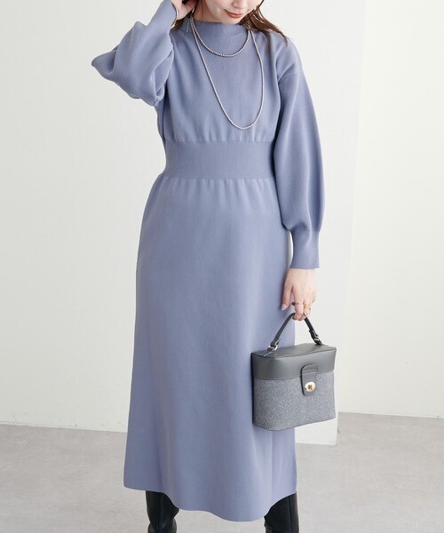 natural couture ポリニットワンピース