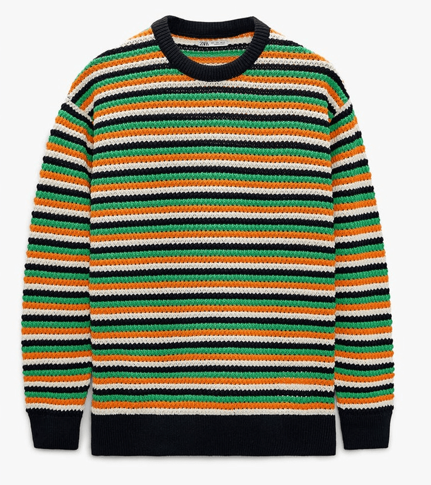 ZARA 凹凸テクスチャーボーダーニット