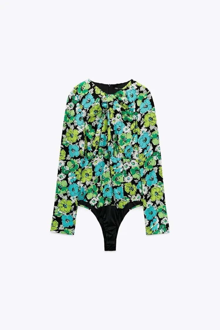 ZARA フラワードレープ ボディスーツ