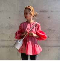 mite asymmetry puff blouse