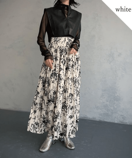 &g’aime Flower pleats skirt/988-61605