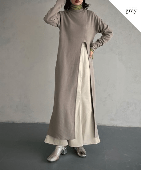 &g’aime Curve slit long knit/986-61010