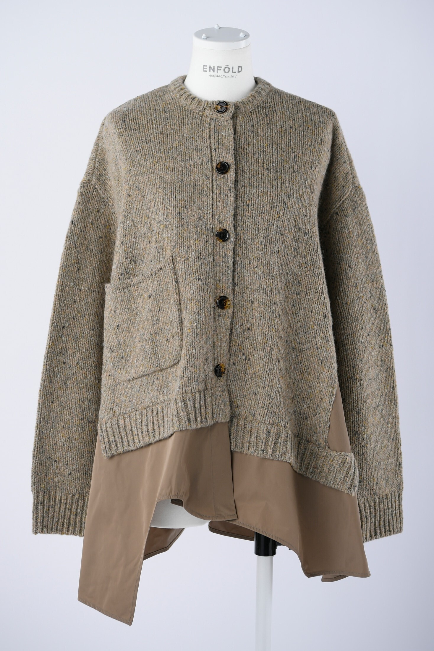 ENFOLD ASYMMETRY-HEM LAYERED CARDIGAN