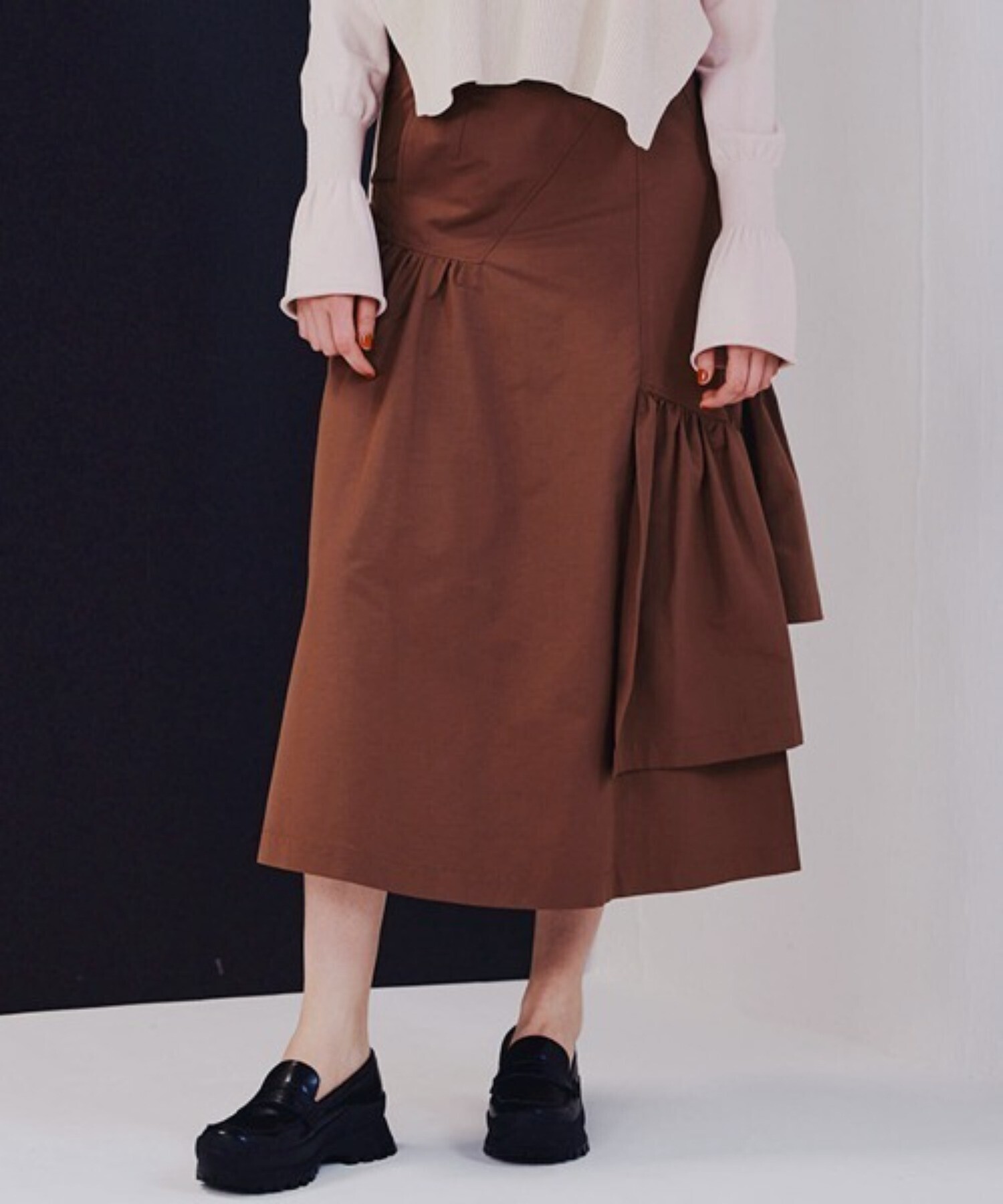 DOUBLE STANDARD CLOTHING アシンメトリーフレアスカート