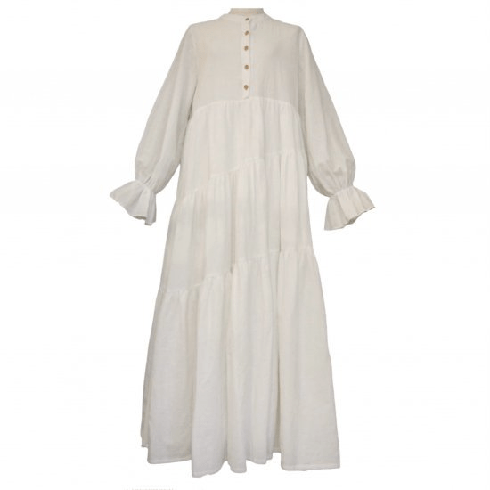 BayBee cotton jacquard tiered dress(white)