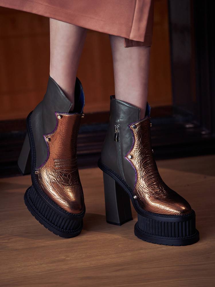 PAMEO POSE Western Disco Boots Kahki