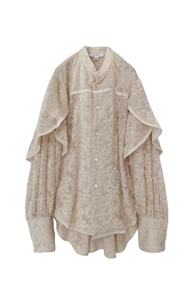 THE KEIJI FRINGE JACQUARD LAYERED SLEEVE BLOUSE