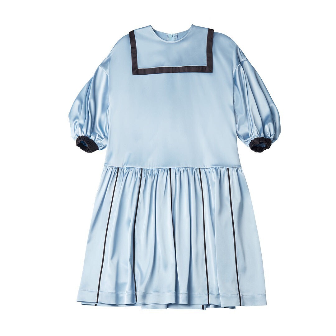 VL BY VEE Square Collar Contrast Midi Dress
