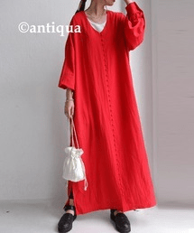 antiqua ワンピース レディース ロング 長袖 シャツワンピース・po-00125