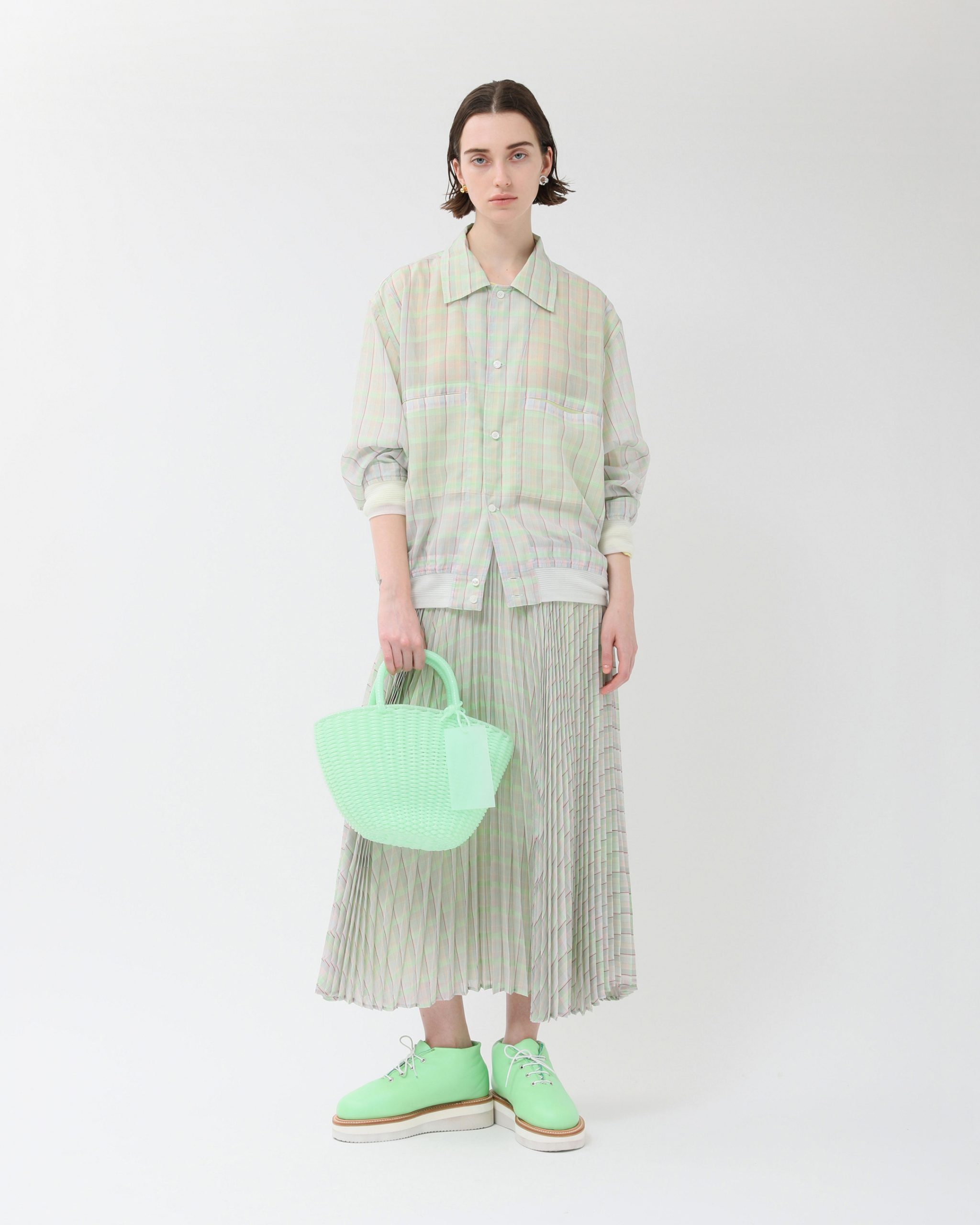 beautiful people sheer retro check rockabilly shirt / pleated skirt