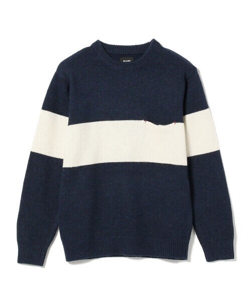 BEAMS ライン クルーネック ニット