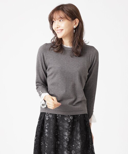 TO BE CHIC レースコンビ ニットプルオーバー