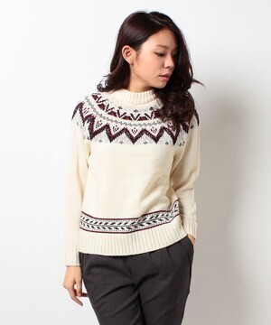 ANAP フェアアイル柄ミドルネックニットTOP