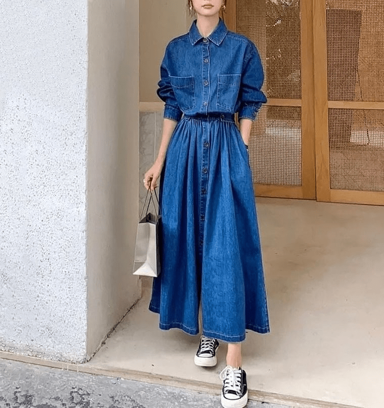 JBG company ウエストマークデニムシャツロングワンピース