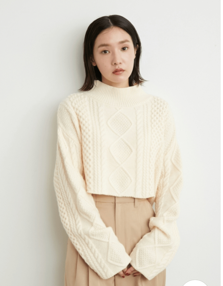Lily Brown ショート丈ケーブルニット