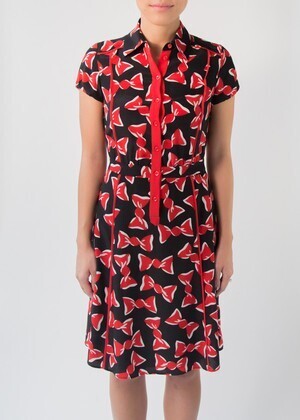 BOUTIQUE MOSCHINO RED BOW DRESS BLACK